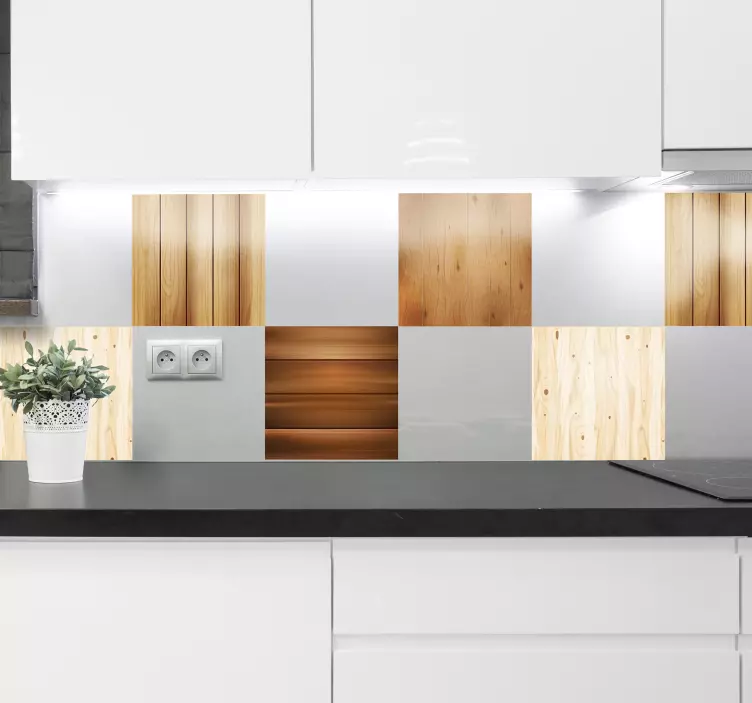 Wandtattoo Küche holzfliesen - TenStickers