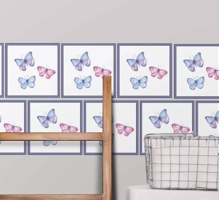 Fliesenaufkleber Rosa und blaue Schmetterlinge - TenStickers