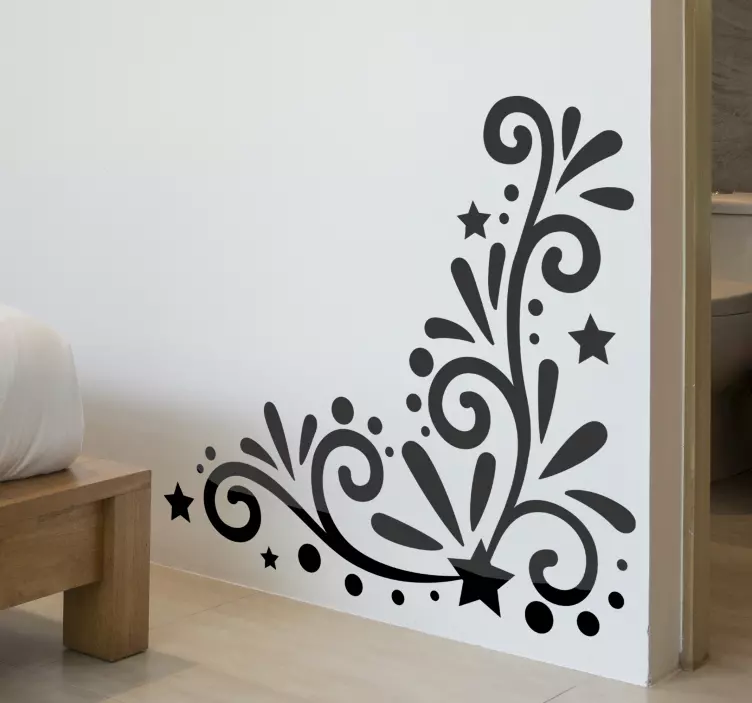 Floral elegant ecke floral wandaufkleber - TenStickers