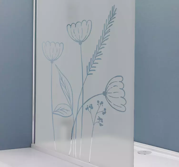 Folie duschwand mit blumenmuster dekor - TenStickers