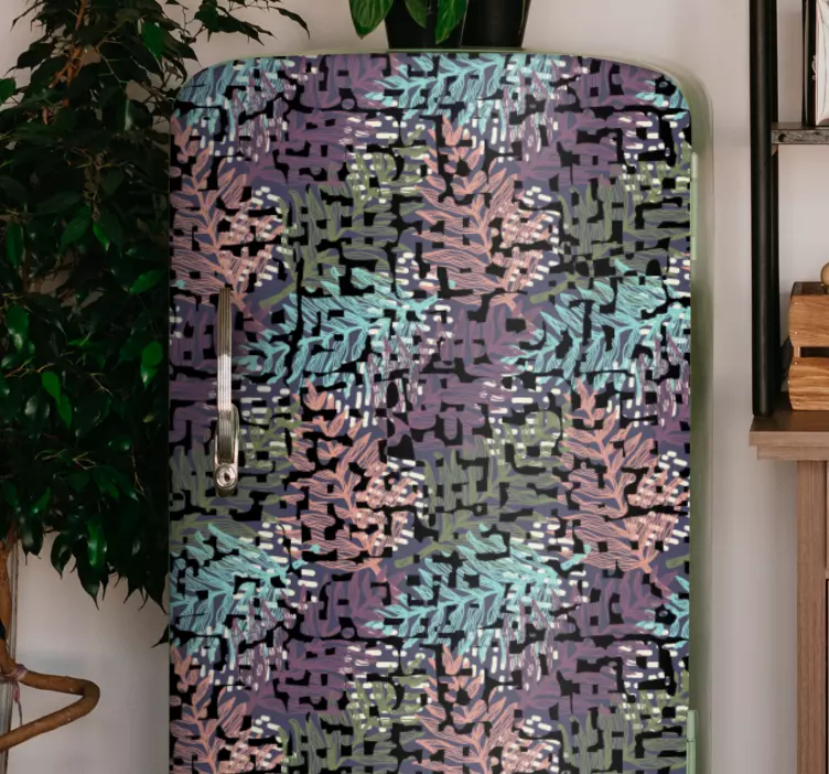 Folie Kühlschrank florale blattmuster - TenStickers