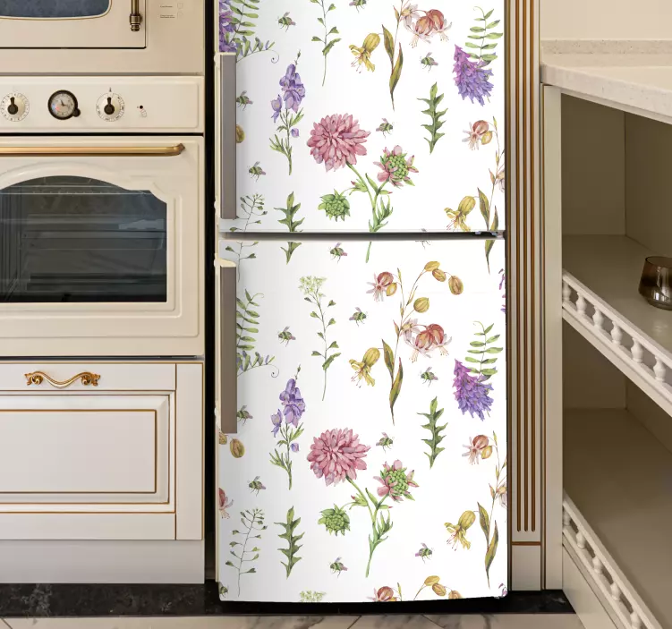 Folie Kühlschrank florale druckapplikation - TenStickers