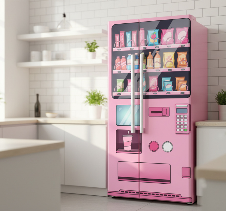 Folie kühlschrank pinke verkaufsmaschine - TenStickers