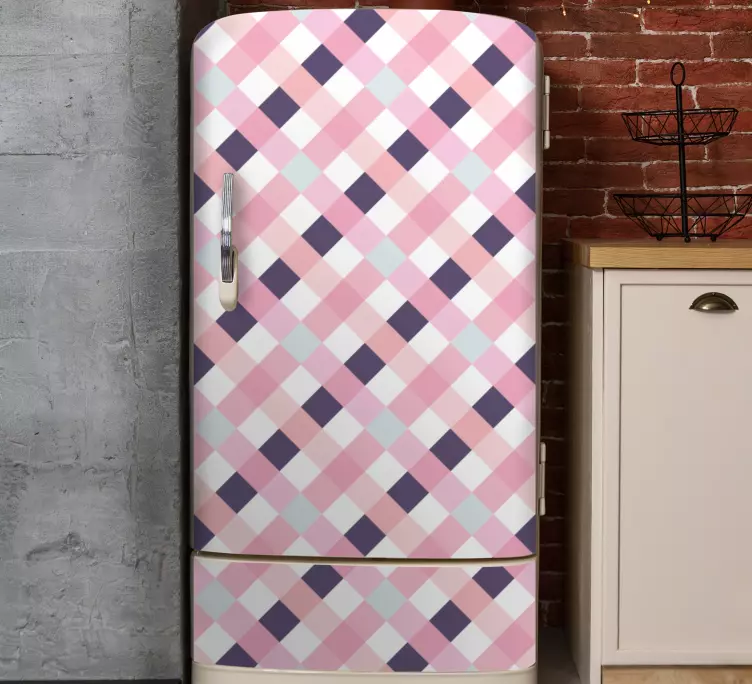 Folie Kühlschrank rosa schachbrettmuster - TenStickers