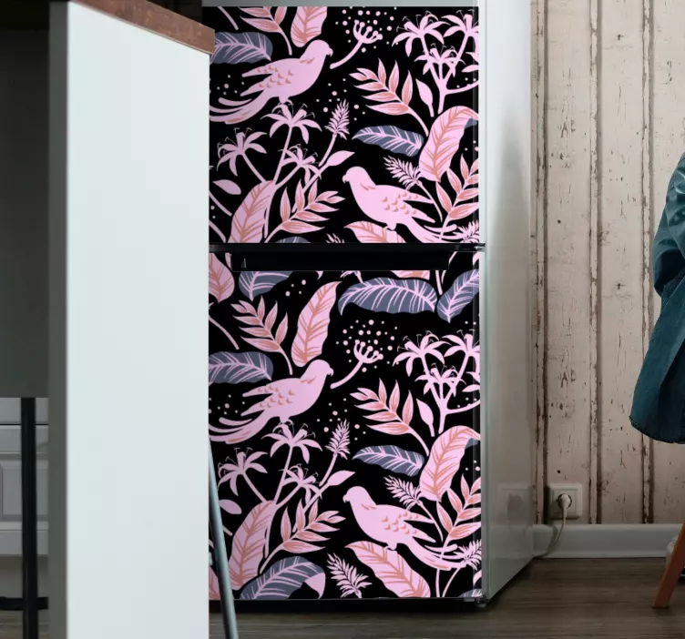 Folie Kühlschrank tropisches vogelkonzept - TenStickers