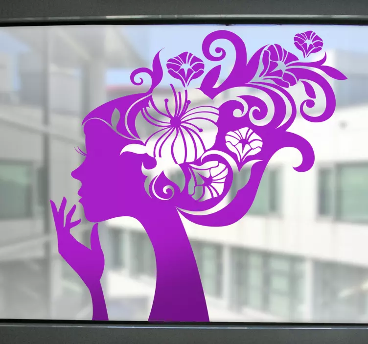 Frau mit Blumen Sticker - TenStickers