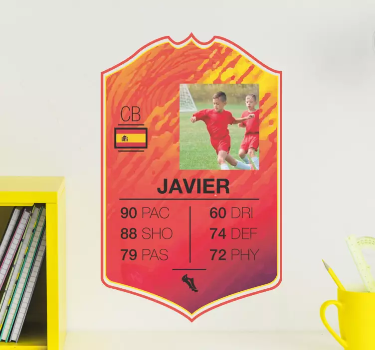 Wandtattoo Anpassbare Spielerkarte Orange - TenStickers