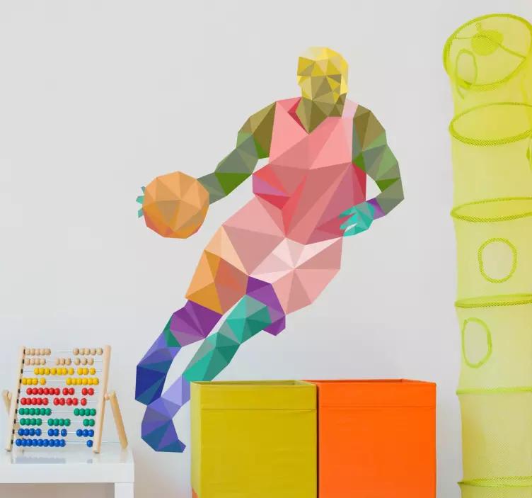 Geometrischer Basketballspieler Wandtattoo - TenStickers