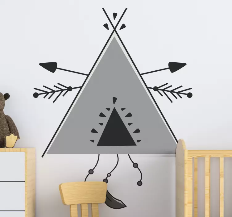 Geometrisches tipi-zelt in graustufen-wandtattoo - TenStickers