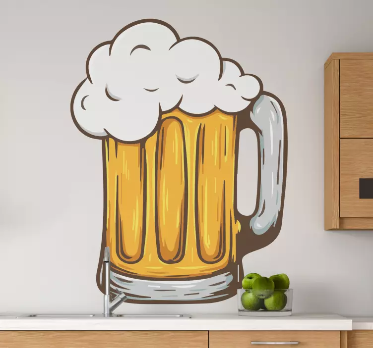 Wandtattoo Küche überlaufendes Bierglas - TenStickers