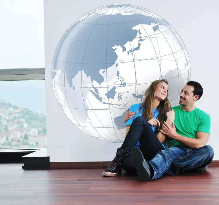 Globus Pazifik Wandtattoo - TenStickers