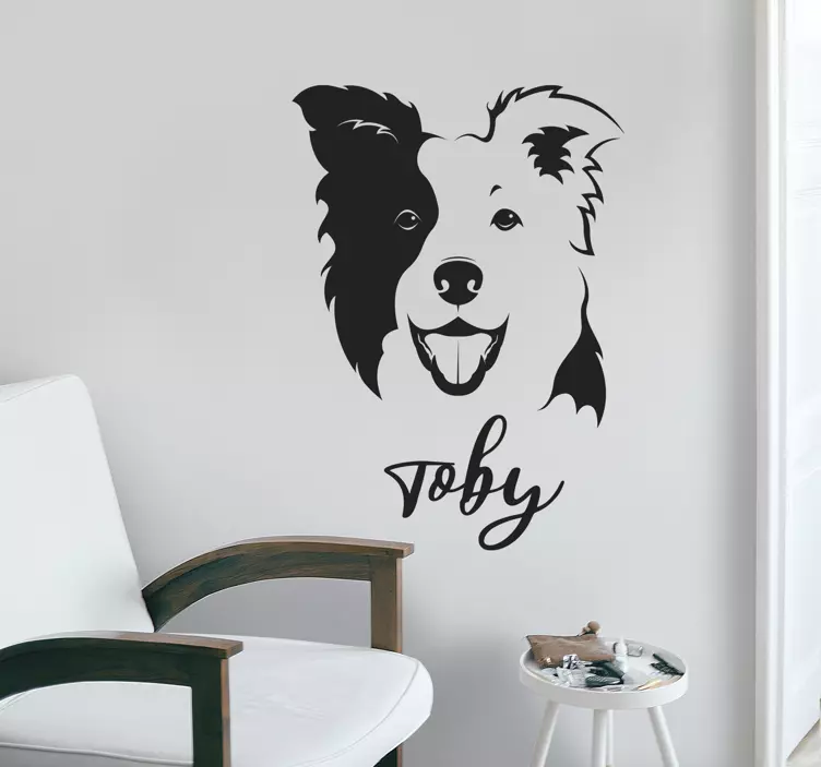 Wandtattoo Haustier Collie weißer name - TenStickers