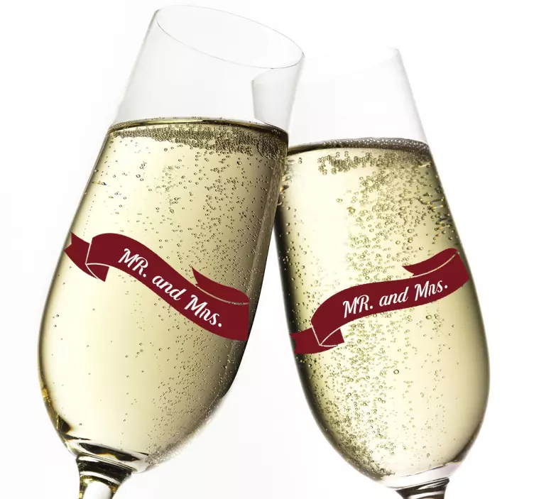 Hochzeitsaufkleber Mr. and Mrs. auf rotem Band - TenStickers