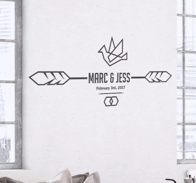 Hochzeitsaufkleber Pfeile mit Taube - TenStickers