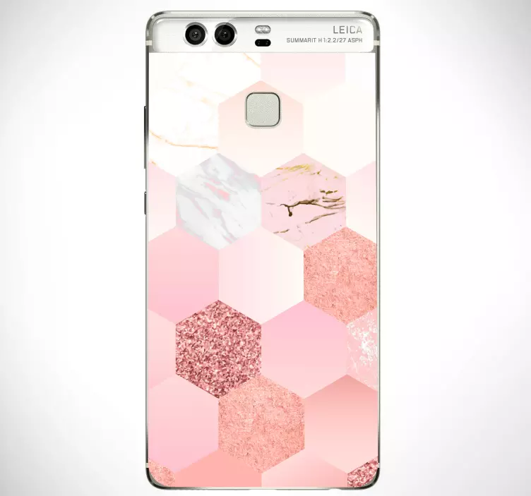 Huawei Sticker rosa sechseckmuster - TenStickers
