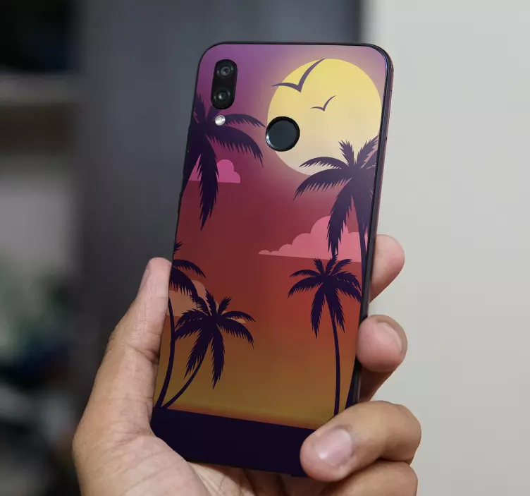 Huawei Sticker tropische sonnenuntergangslandschaft - TenStickers