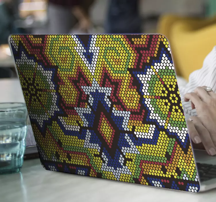 Huichol Peyote Kunst Laptop Aufkleber - TenStickers