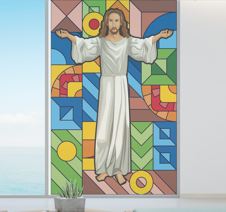 Jesus glasmalerei fenster Aufkleber - TenStickers