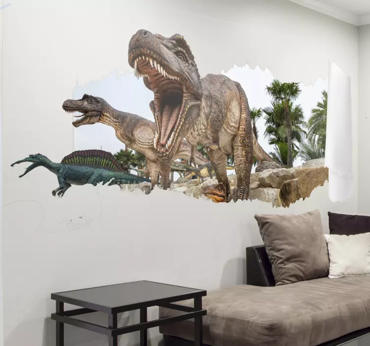 Jurassic park wandaufkleber 3d - TenStickers