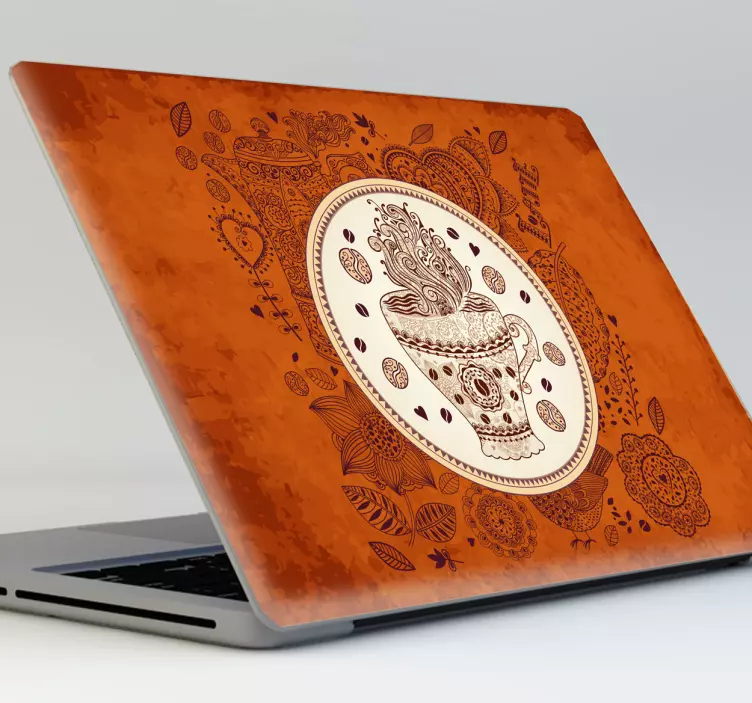 Kaffee Laptop Muster Sticker - TenStickers