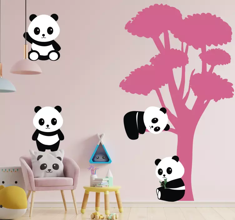 Katzen sticker panda familienbaum - TenStickers