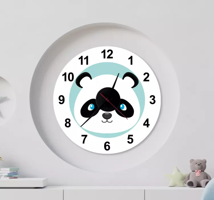 Katzen sticker panda gesicht uhr - TenStickers