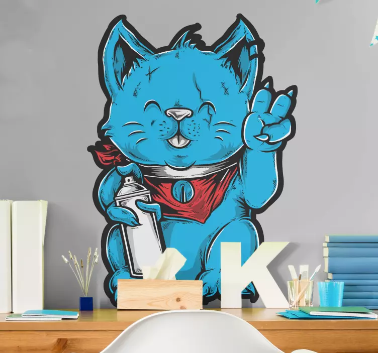 Katzen Sticker verspielte blaue katze - TenStickers