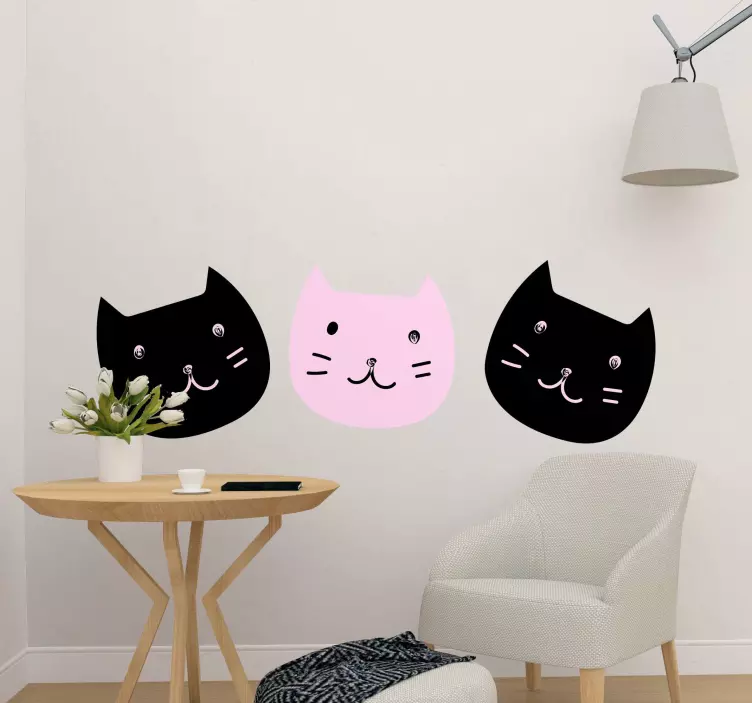 Katzen Sticker schwarzes und rosa design - TenStickers