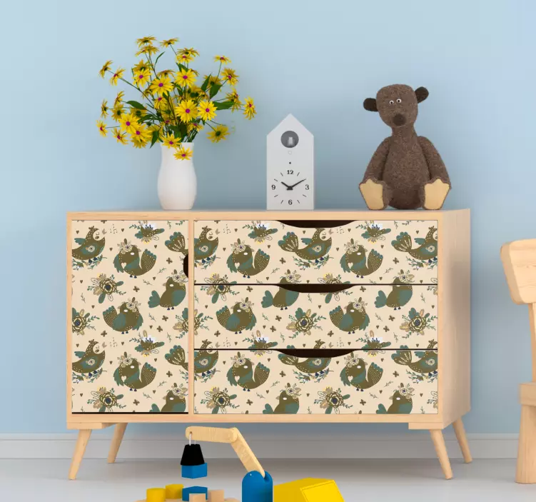 Katzen Sticker wunderliches vogelmuster - TenStickers