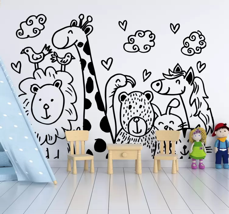 Kinderzimmer glückliche tiere wildtier aufkleber - TenStickers