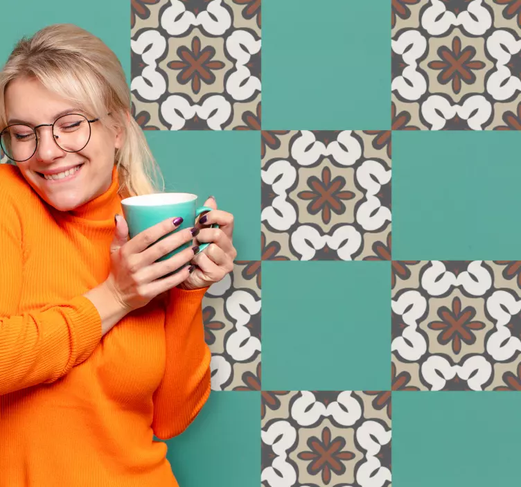 Klebefliesen geometrisches beiges design - TenStickers