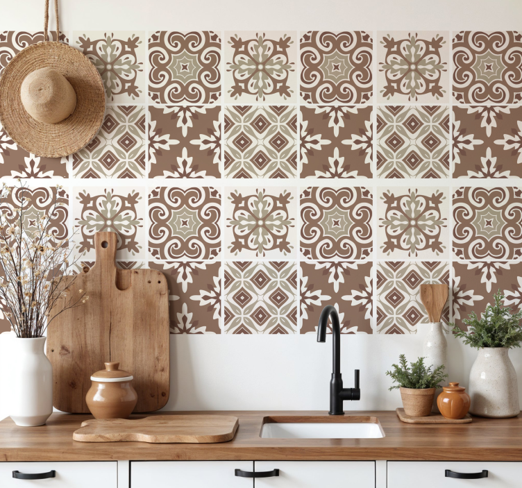 Klebefliesen hydraulische mocha mousse - TenStickers