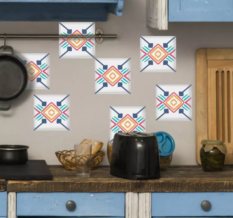 Klebefliesen mit geometrischem buntem muster - TenStickers