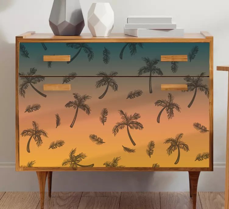 Klebefolie Möbel Palmen auf Sonnenuntergang - TenStickers