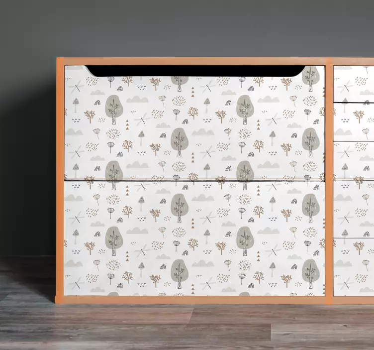 Klebefolie Möbel Fliegende libellen und blätter - TenStickers