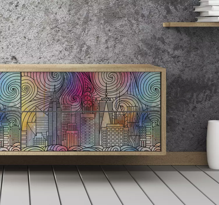 Klebefolie Möbel Malerei Stadt - TenStickers