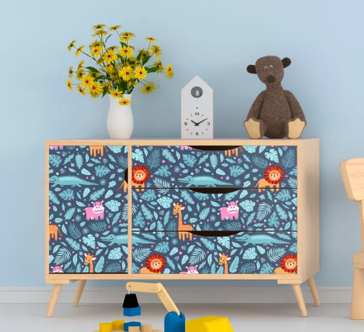 Klebefolie Möbel Mehrere dschungeltiere Design - TenStickers