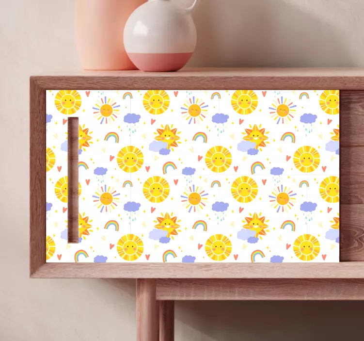 Klebefolie Möbel Pastellfarbene regenbögen und wolken - TenStickers