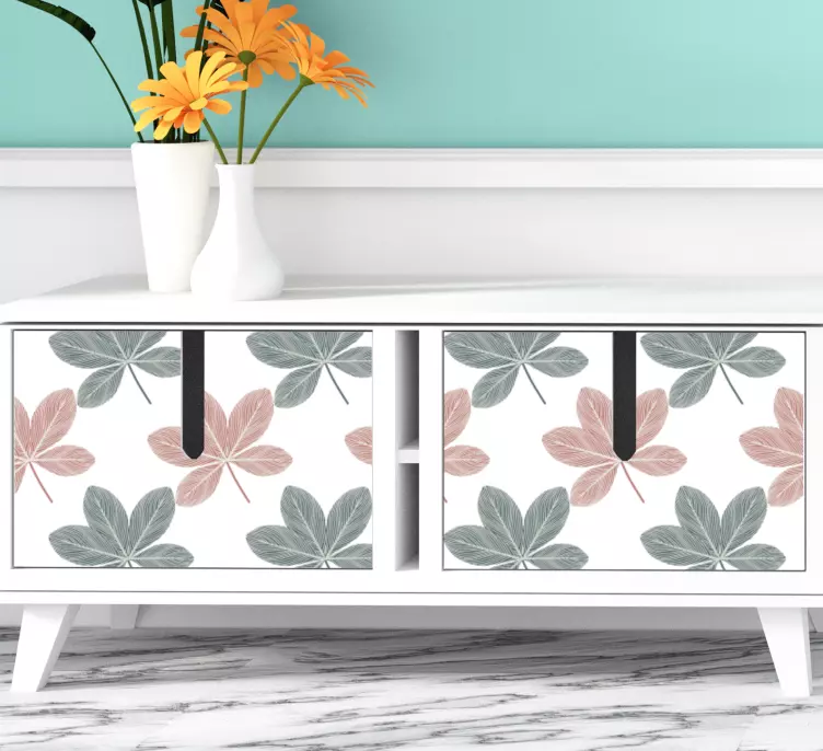 Klebefolie Möbel Rosa und blaue blätter acryl - TenStickers