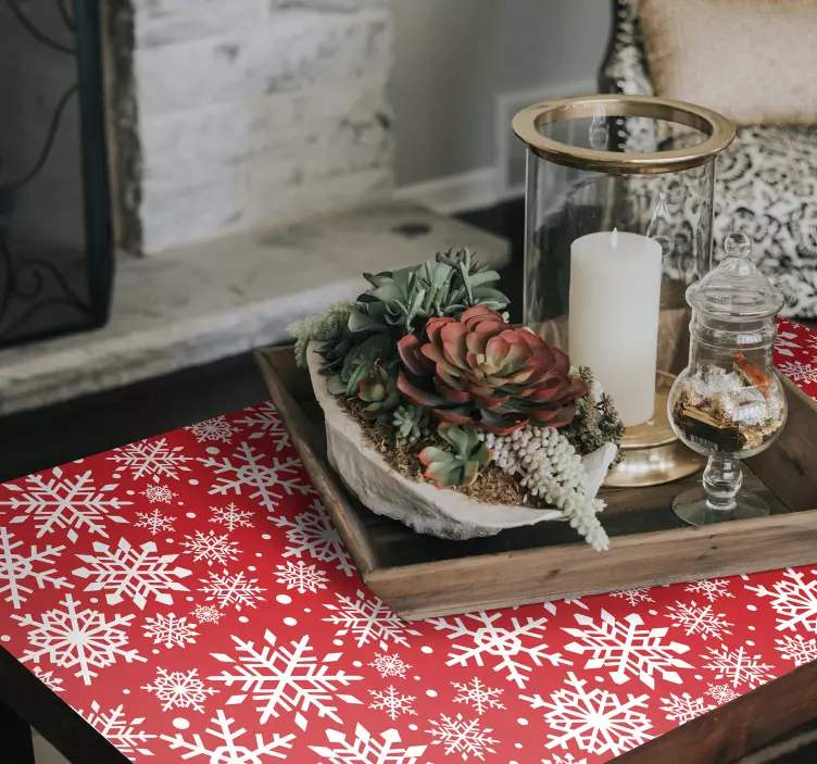 Klebefolie Möbel rote Schneeflocken - TenStickers