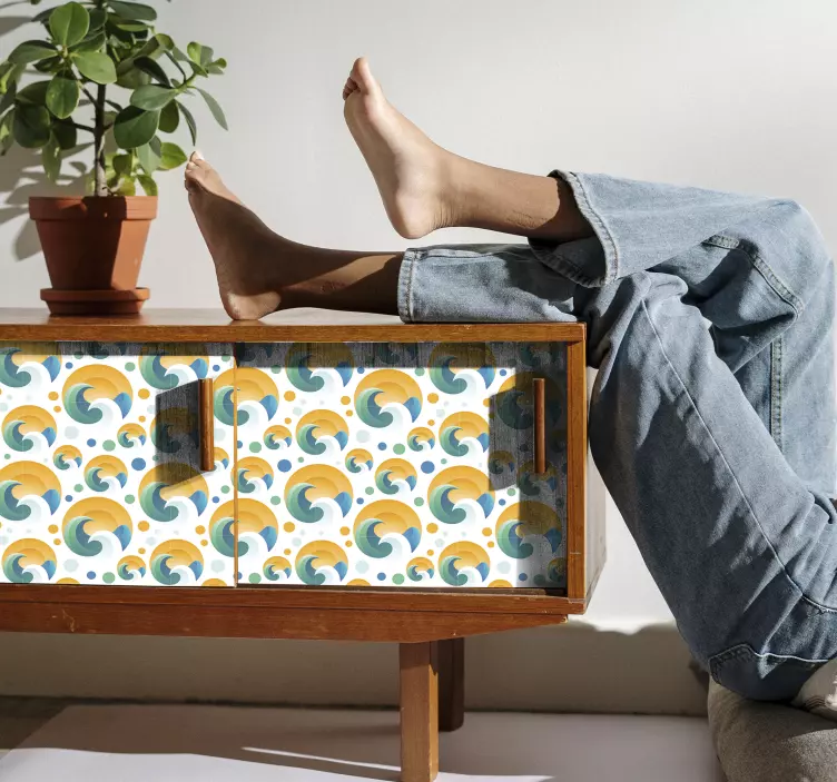 Klebefolie Möbel Sonne und wellen - TenStickers