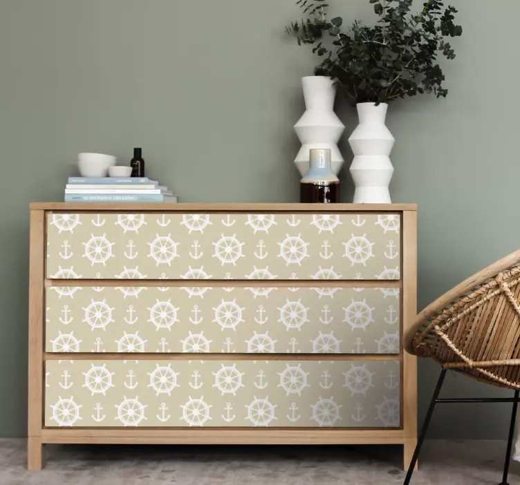 Klebefolie Möbel Vintage nautische elemente Muster - TenStickers