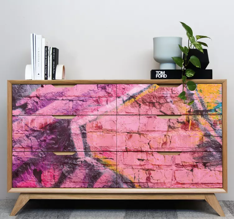 Klebefolie Möbel Weißes und pinkes graffiti-muster - TenStickers