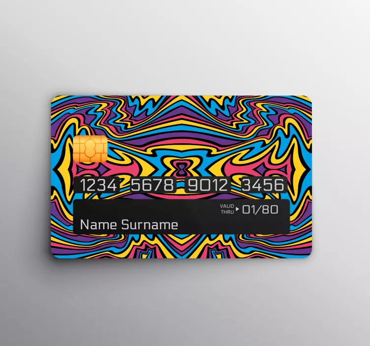 Kreditkarten Aufkleber Lebendige Farben, groovige linien - TenStickers