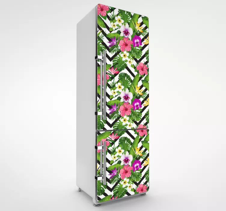 Kühlschrank aufkleber dschungel blumen - TenStickers