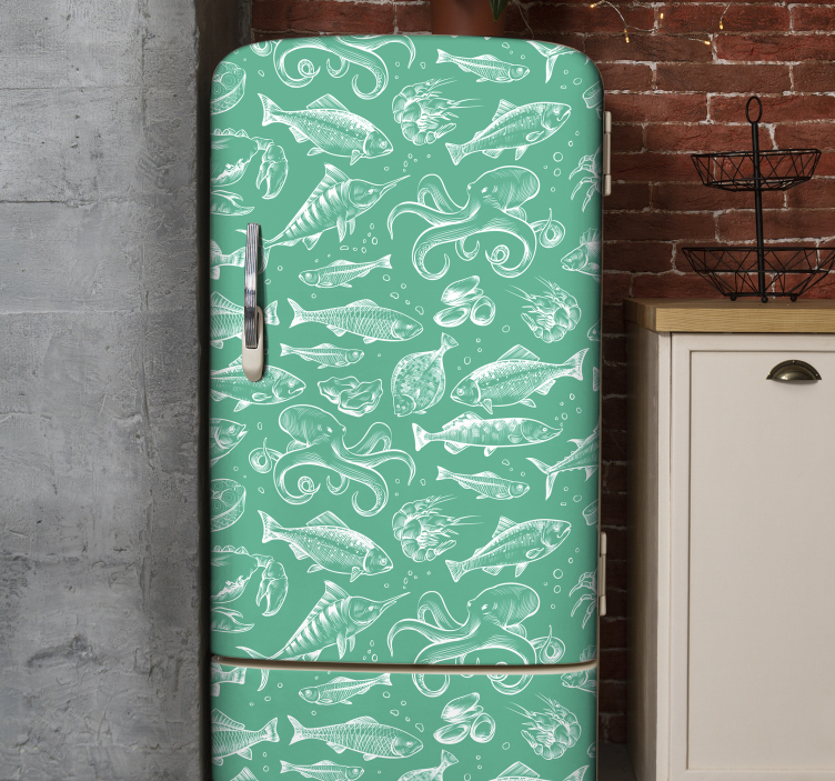 Kühlschrank Sticker Skizze Fische handgezeichnet - TenStickers