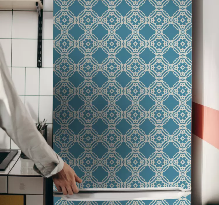 Kühlschrank Aufkleber Antikes vintage blau-weißes Muster - TenStickers