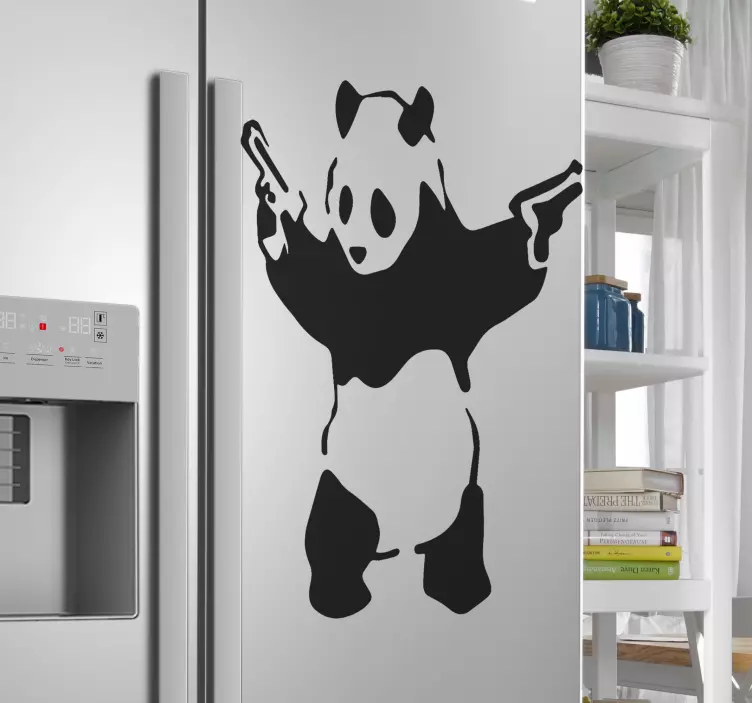 Kühlschrank Aufkleber Banksy Panda mit Waffen - TenStickers