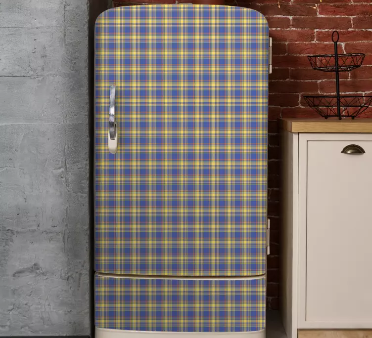 Kühlschrank Aufkleber Blaues karo-tartar-muster - TenStickers