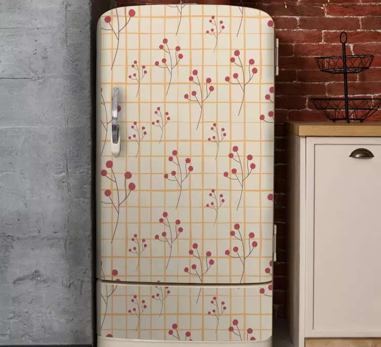 Kühlschrank Aufkleber Karomuster mit beeren - TenStickers